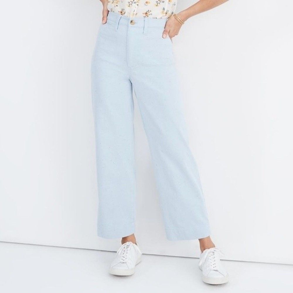 Madewell Emmett Wide Leg Crop Pants Speckle Blue Plus Size 37 NWT